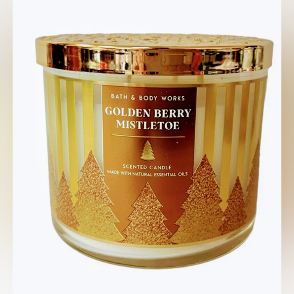 White Barn Other - White Barn Golden Berry Mistletoe 3-Wick Candle with Decorative Lid